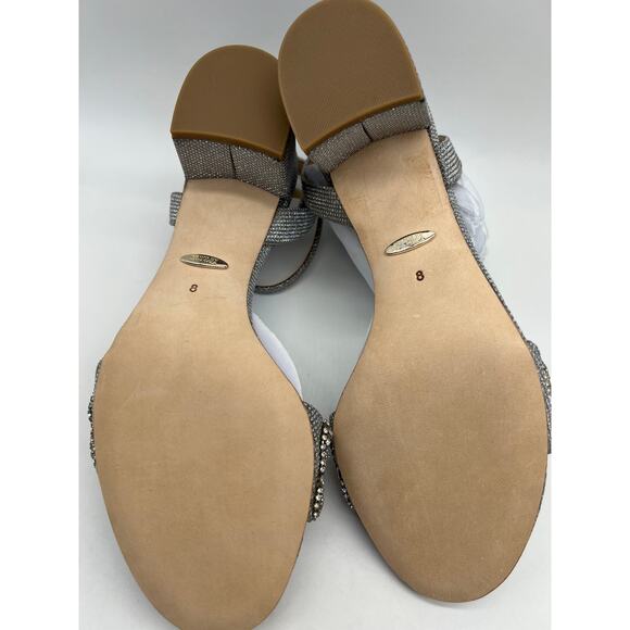 Badgley Mischka Women's Jada Ankle Wrap Block Heel Silver MP5316 Size 8 NIB - Picture 13 of 16